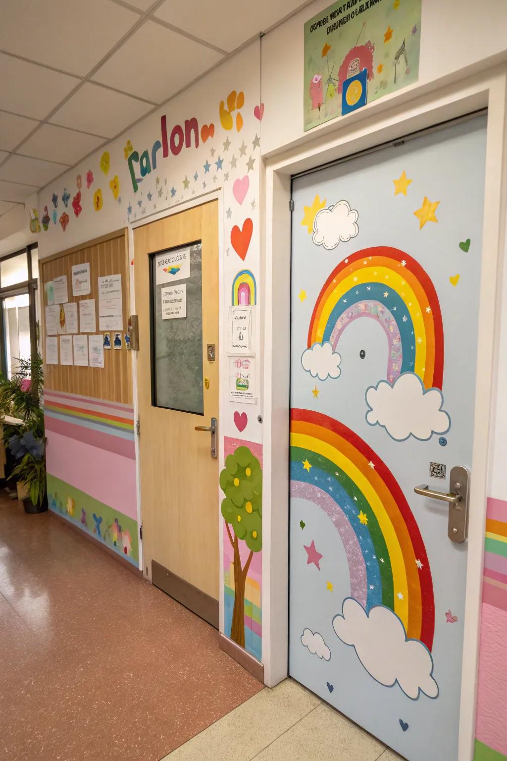 A kindergarten portal spotlighting cirrus and rainbows for an imaginative theme.