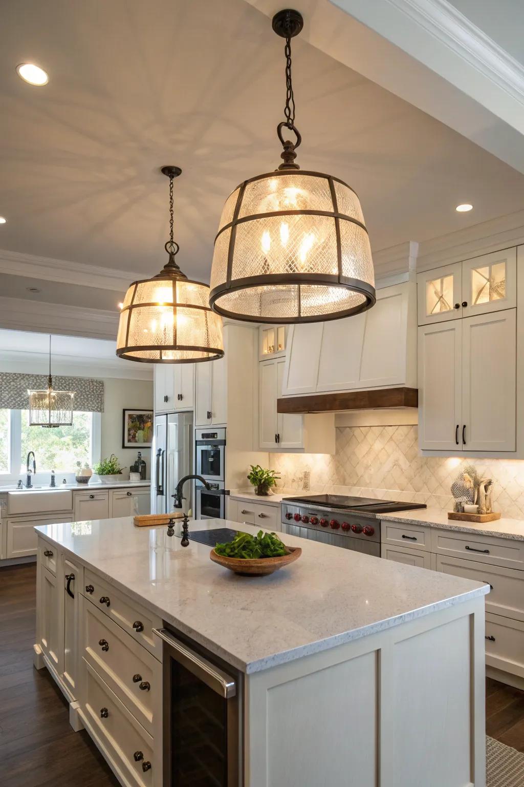 Lighting that makes a statement can completely transform the mood of any cooking space.