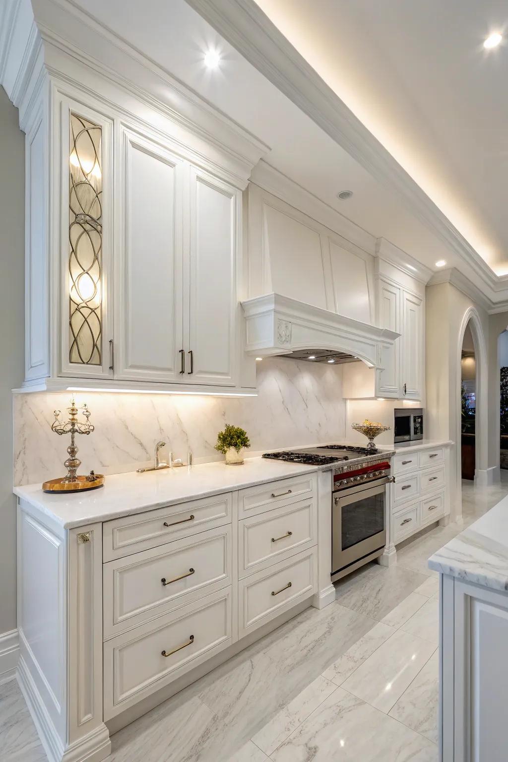 Entirely white kitchens are classic and stylish.