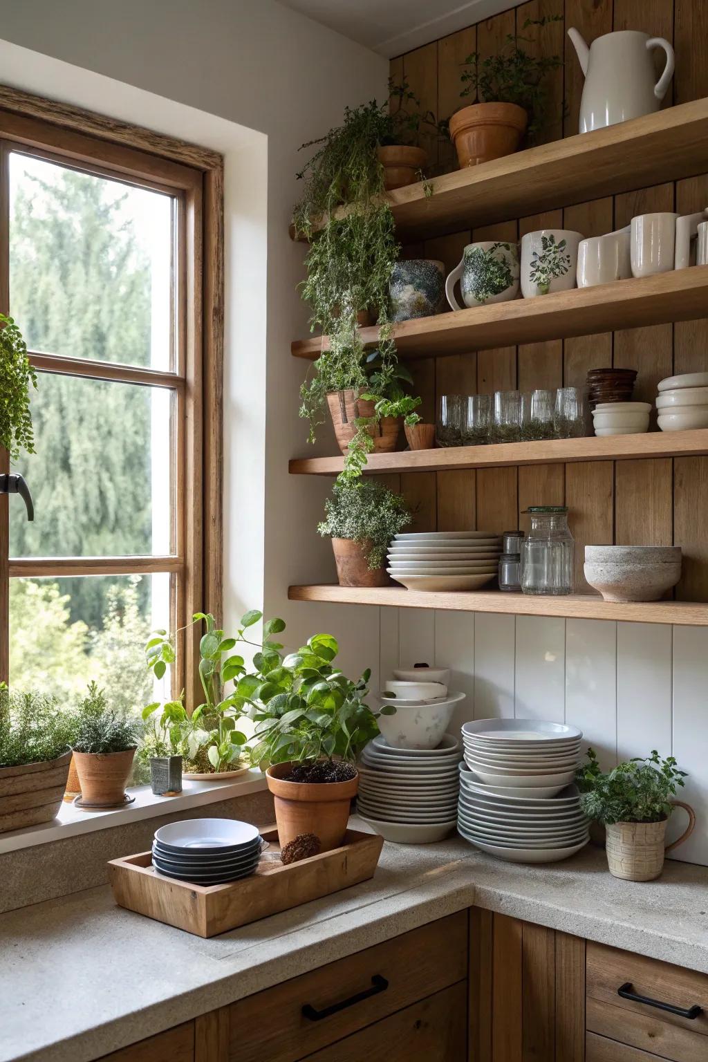 Open shelves transform corners into a stylish display zone.
