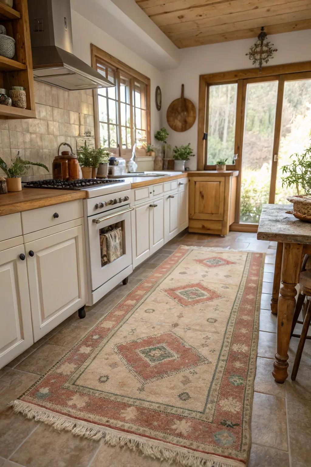 Old-world carpets fill kitchens with timeless charm and warmth.