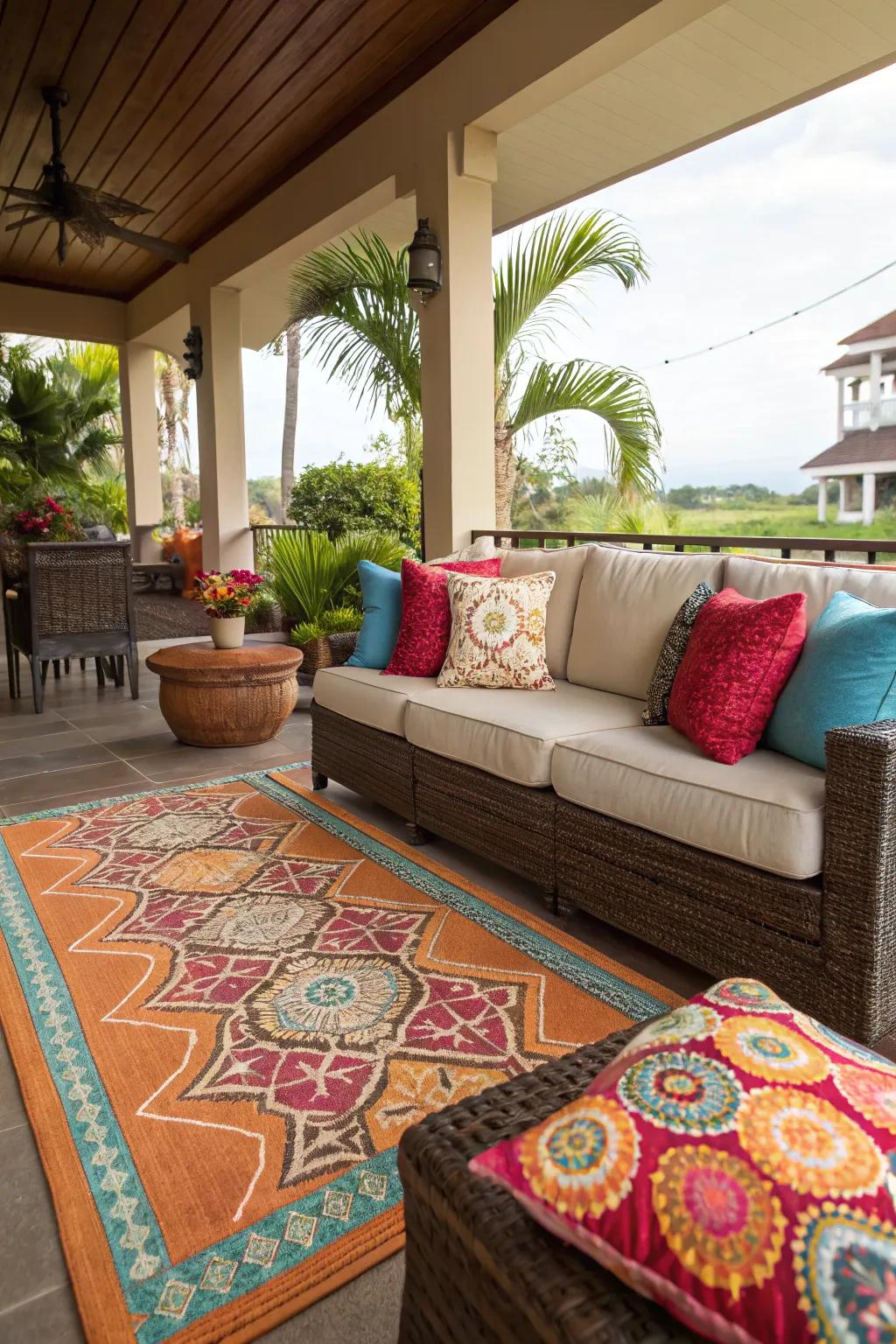 Personal touches impart warmth and personality to this lanai.