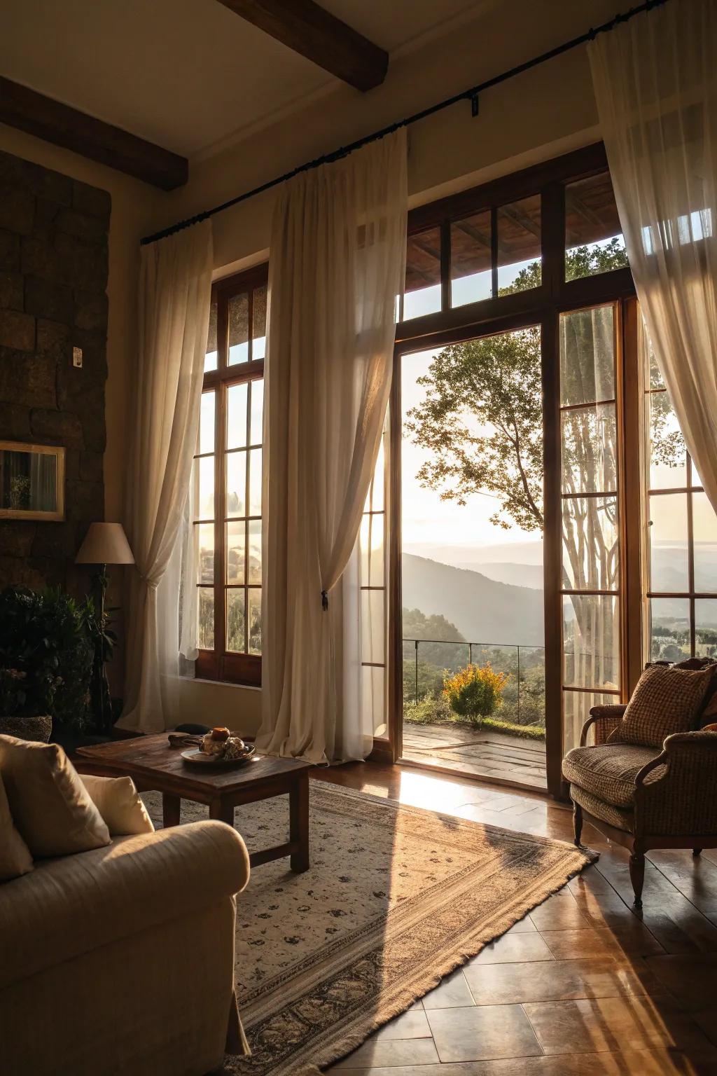 Delicate sheer window treatments that offer privacy while permitting light to flow freely.