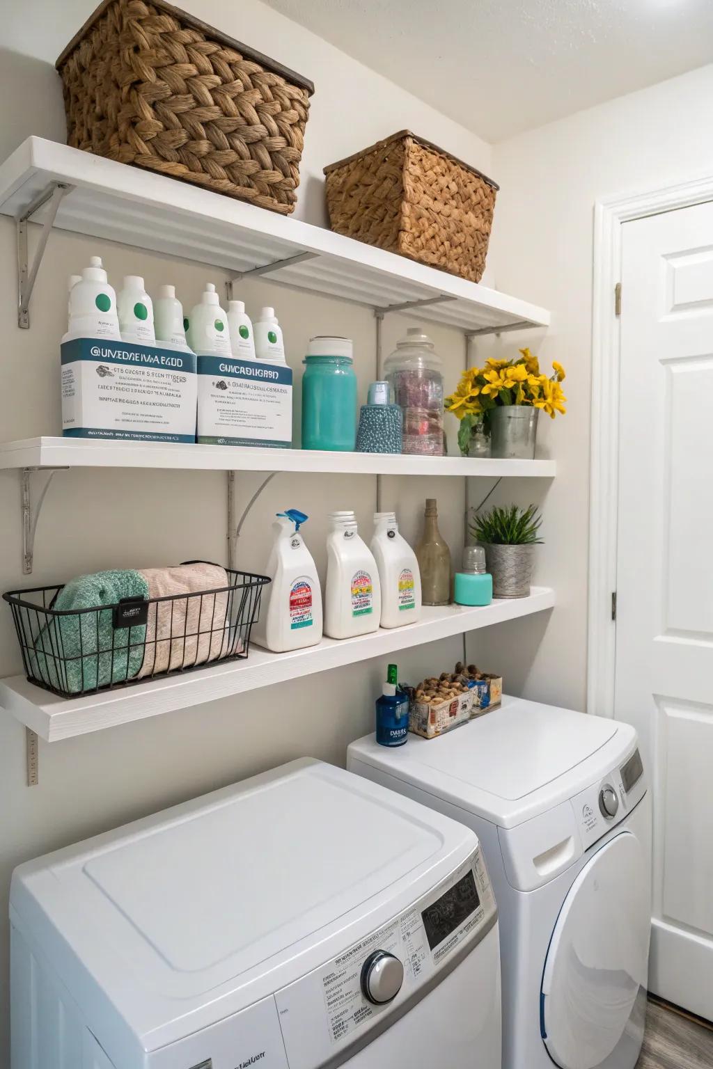 Wall shelves give you both storage and style.