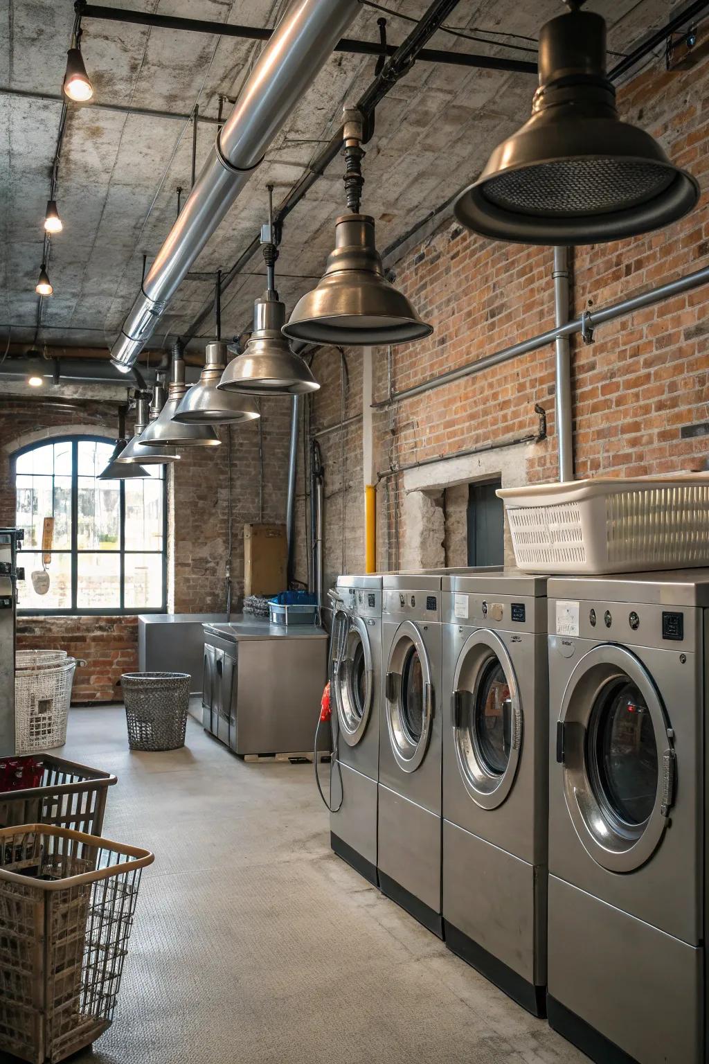 Metal finishes provide an industrial touch.