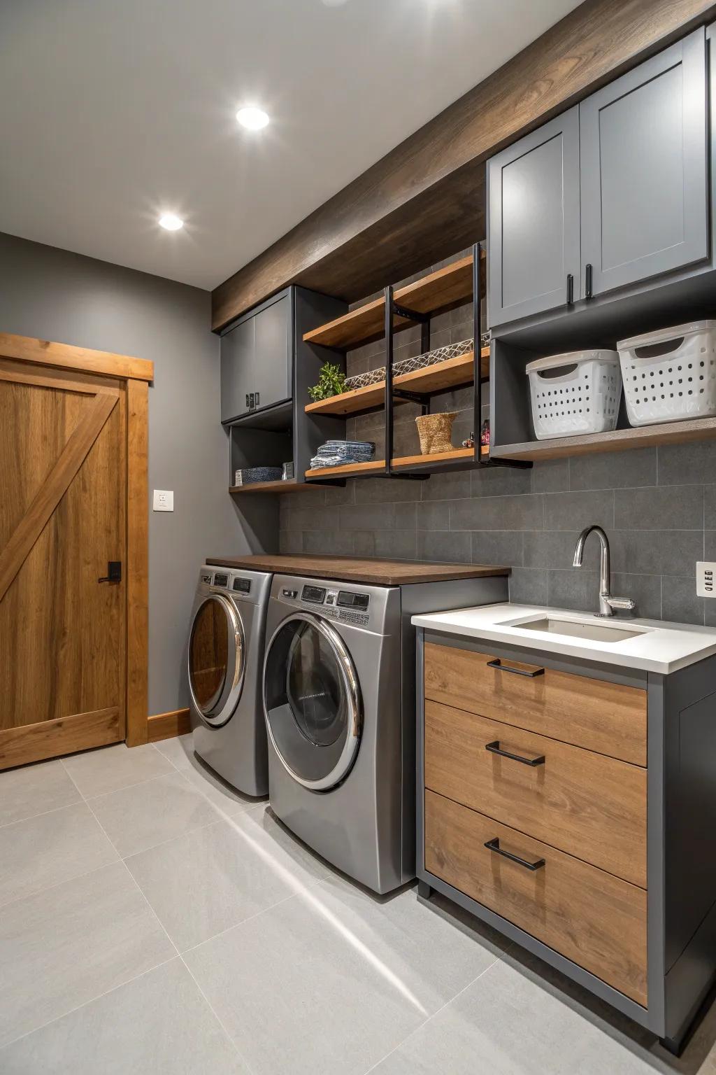 Ash provides a sophisticated and functional base for laundry areas.