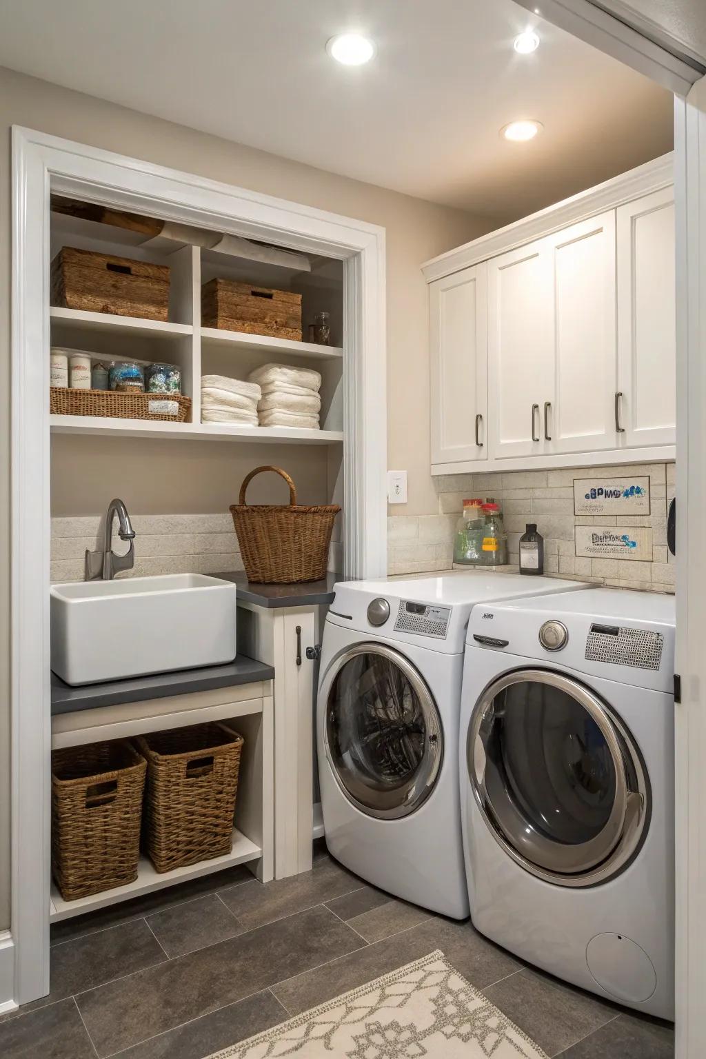 A service sink brings practicality to your laundry space.
