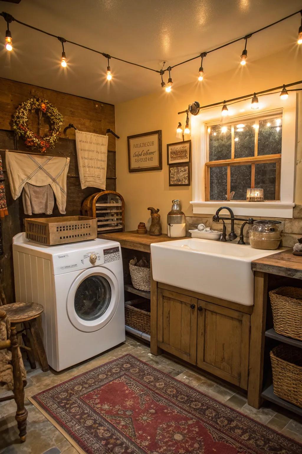 Country-style washbasins offer both function and style.