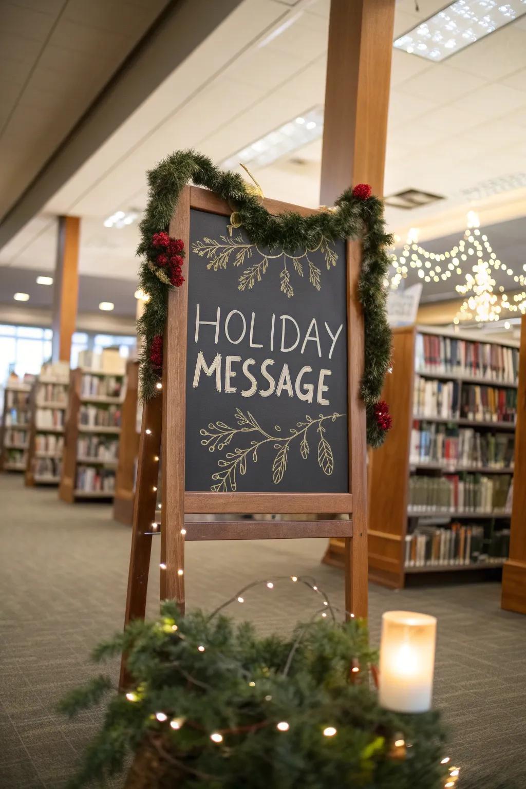 Employ charming blackboard signage to radiate festive cheer.