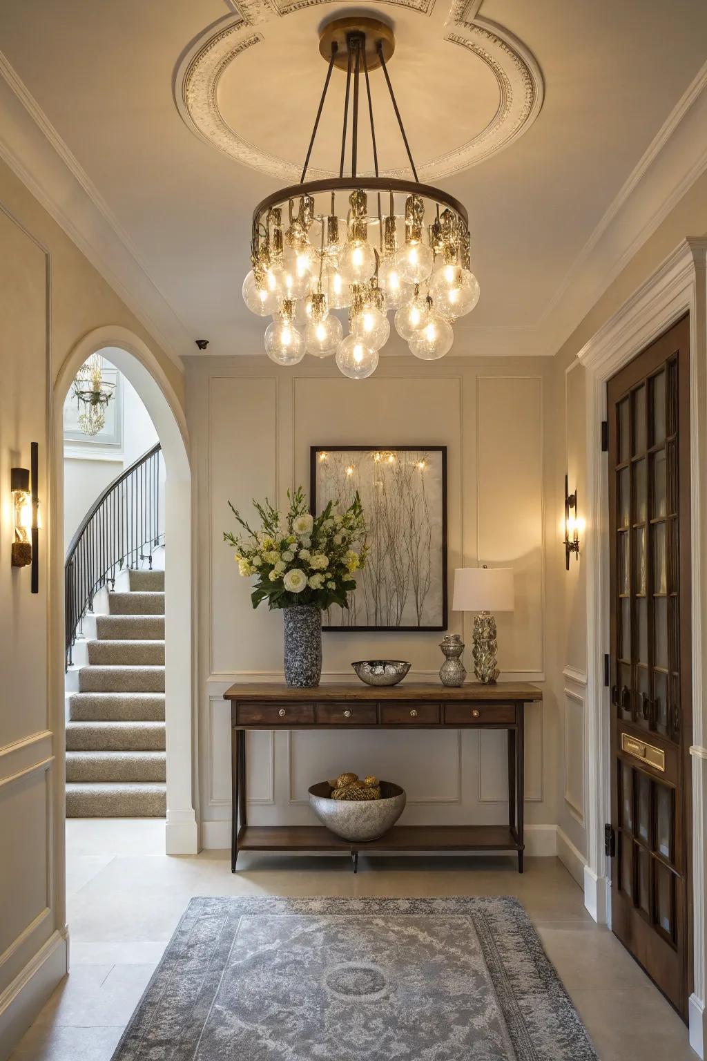 Assembled bulbs establish a striking statement in your entryway.