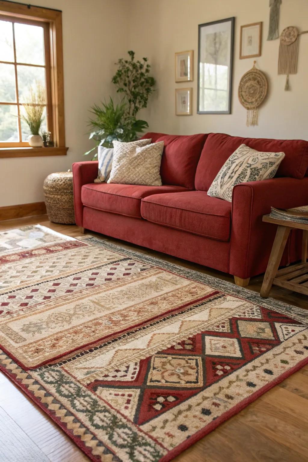 Layered rugs offer a plush foundation for your residing vicinity, amplifying comfort and elegance.
