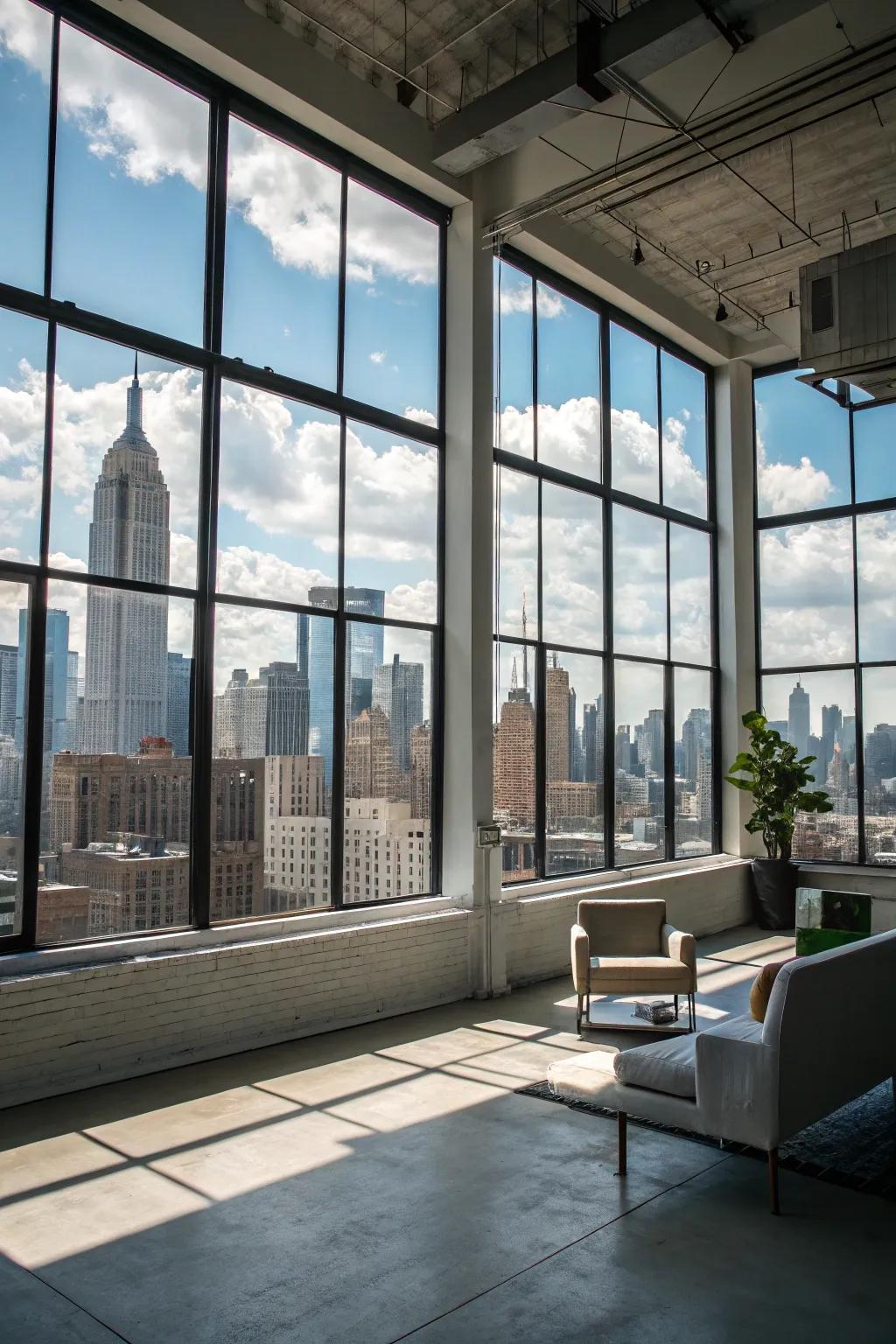 Radiant loft space presenting broad, light-filled windows.