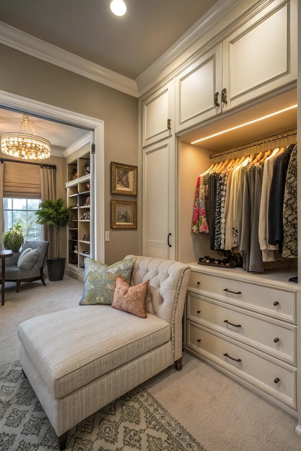 A sitting spot introduces coziness and design.