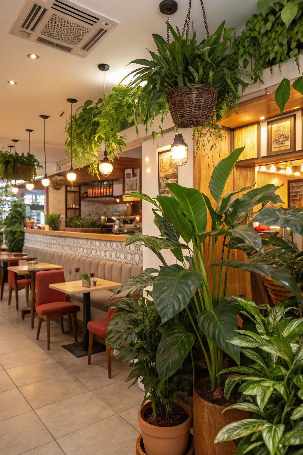 Indoor plants add vigor and serenity to the area.
