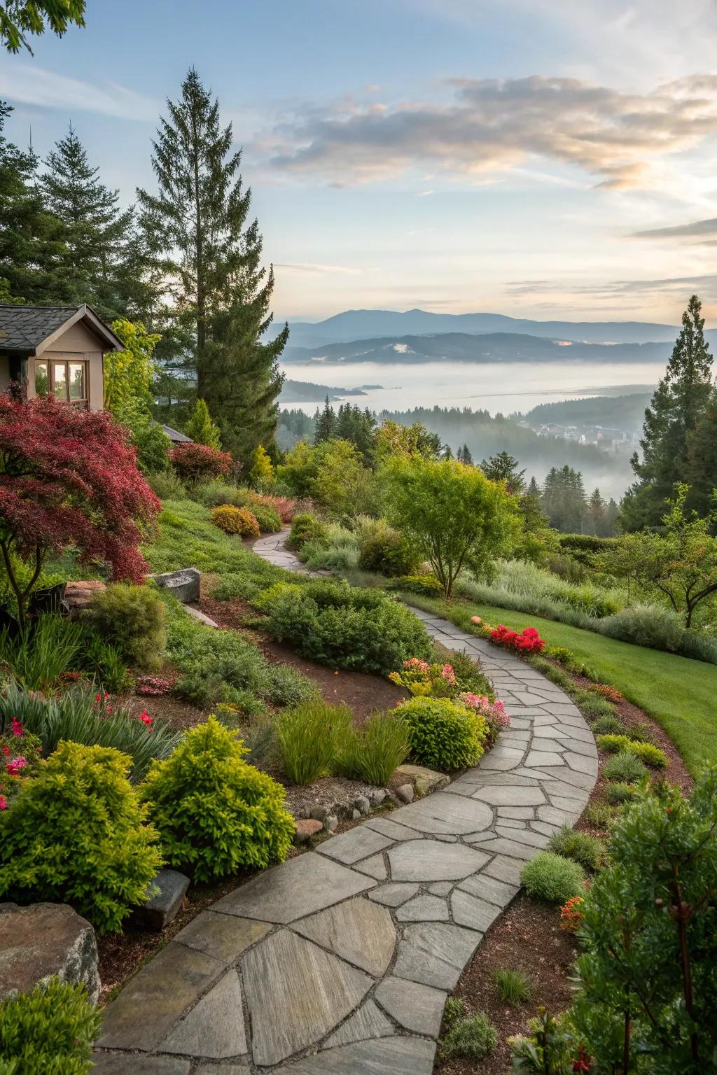 Stone pathways are both stylish and practical.