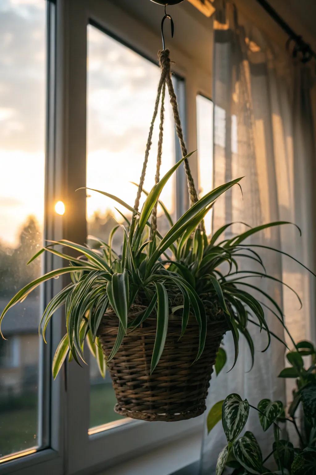 A classic choice, the chlorophytum comosum adds charm and ease to your home.