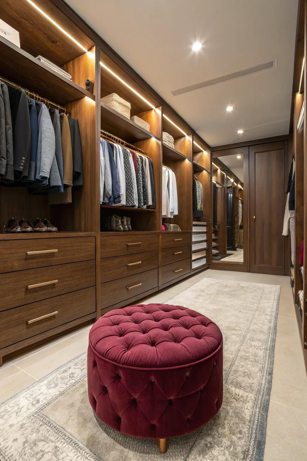 Seating provides style and utility.