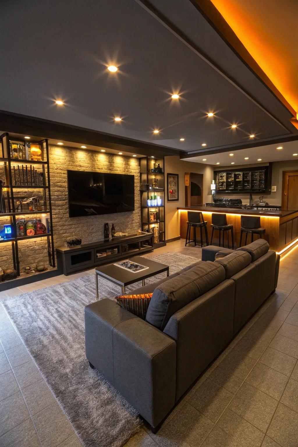Lighting can change the whole feel of your man cave.