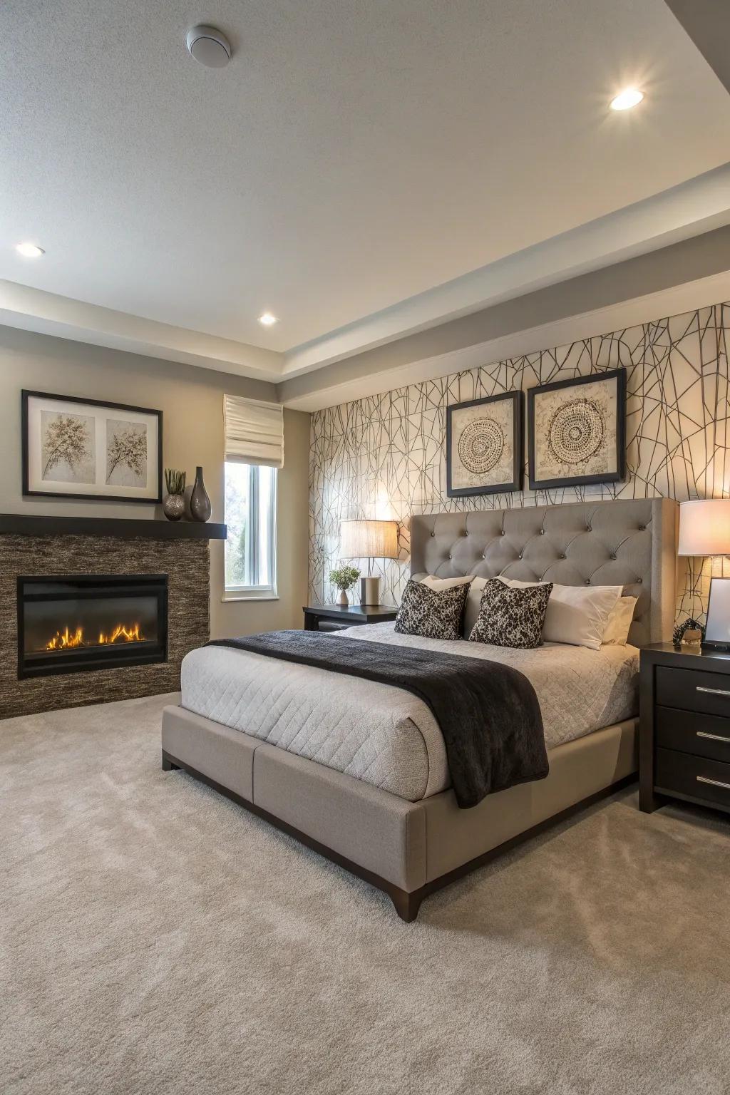 Wall-mounted electric fireplaces save space while adding panache to the bedroom.