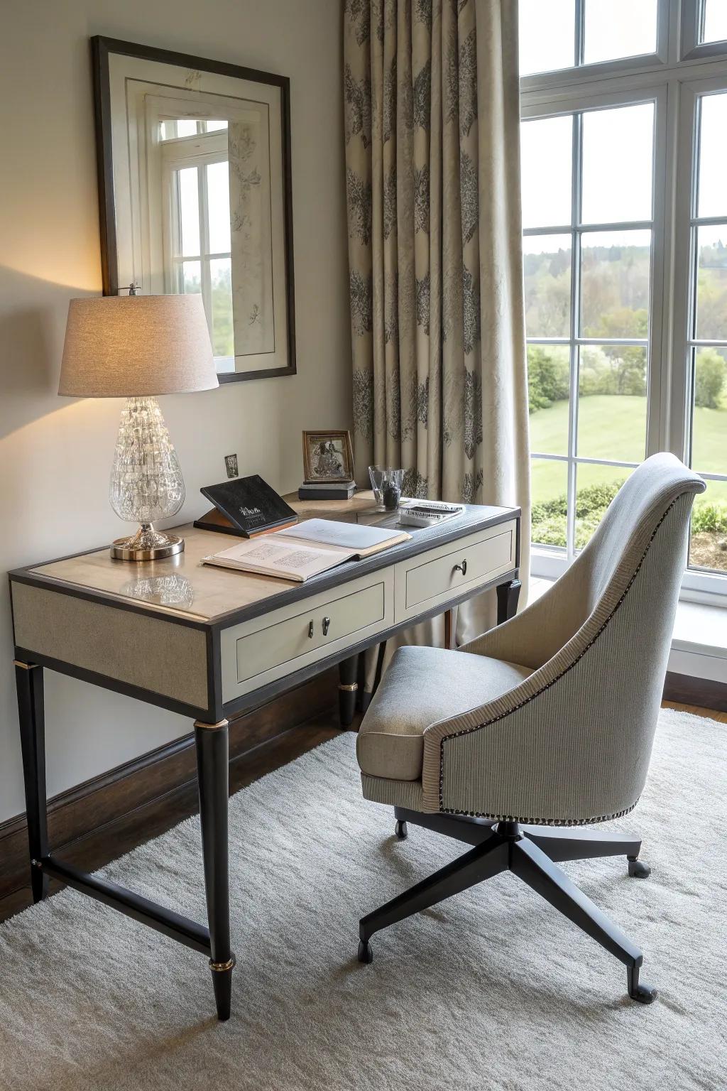 A well-situated workstation blends usefulness with aesthetic charm.