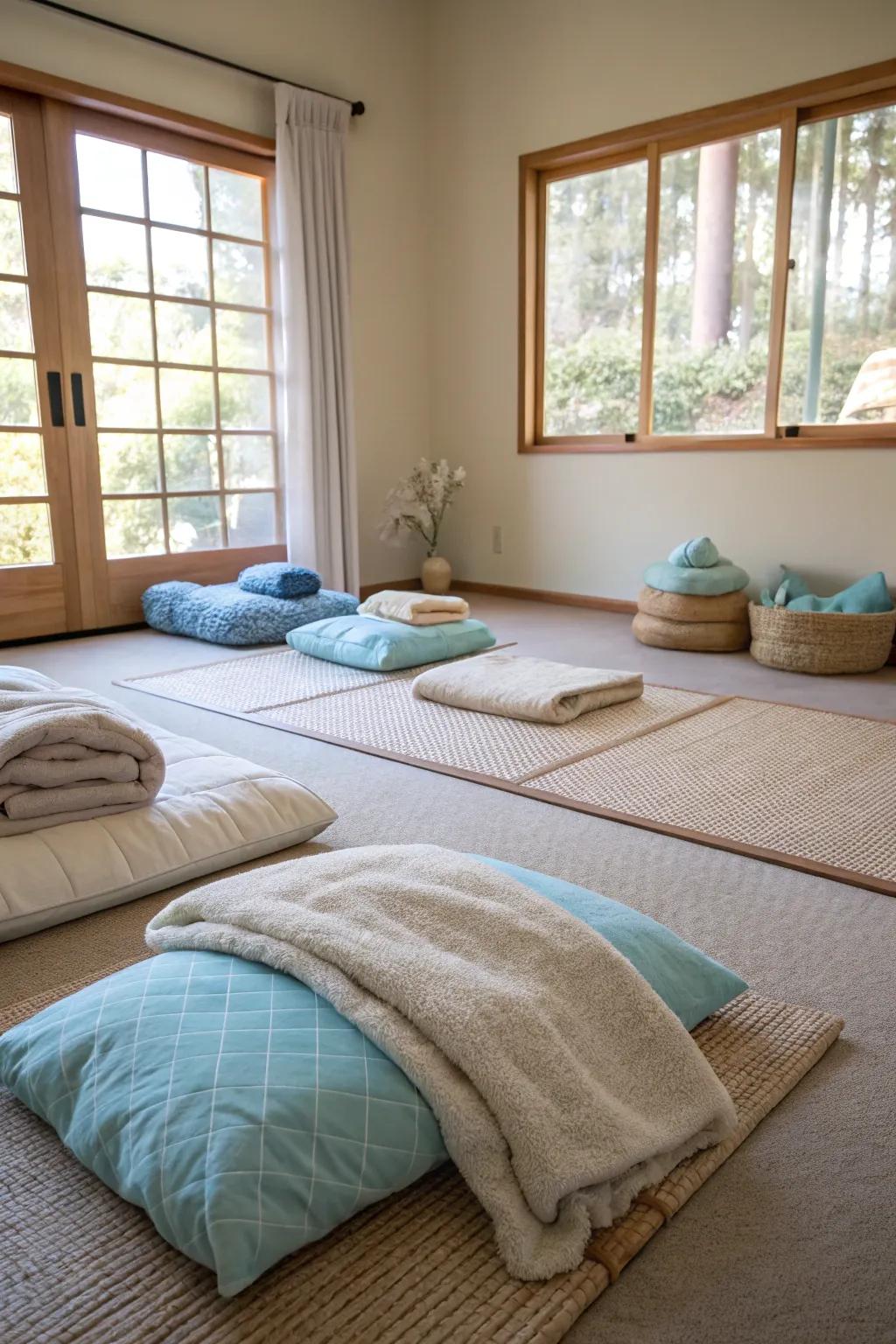 Soft textures bring comfort and warmth into your meditation space.
