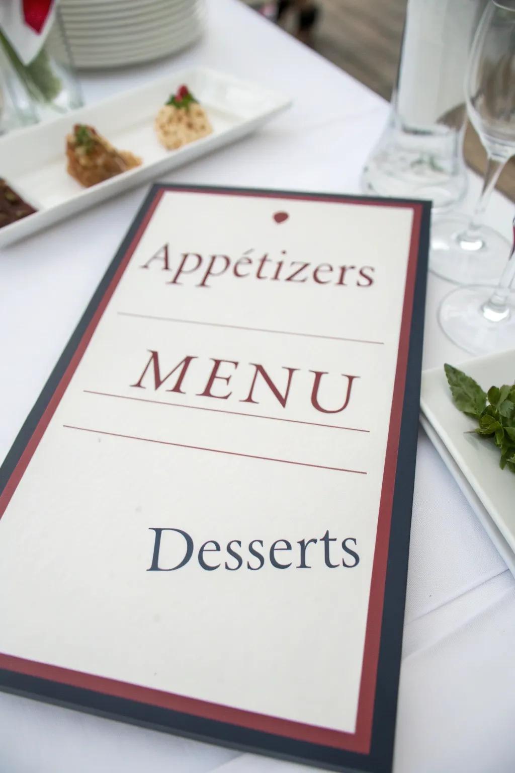 Typography can transform a menu into an easily navigable piece of artistry.