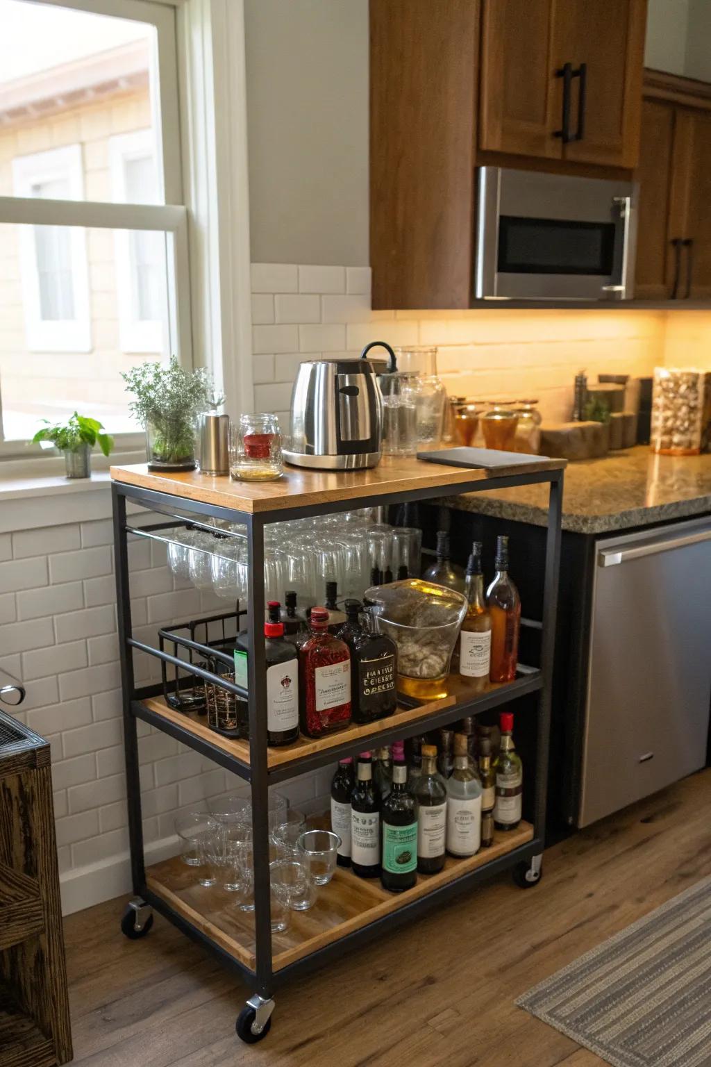 A mobile microwave cart that's perfect for entertaining.