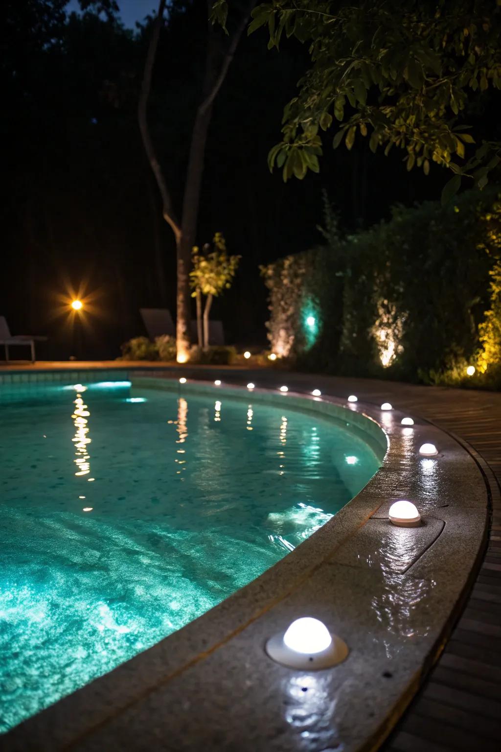 LED illumination transforms your pool into a nocturnal wonderland.