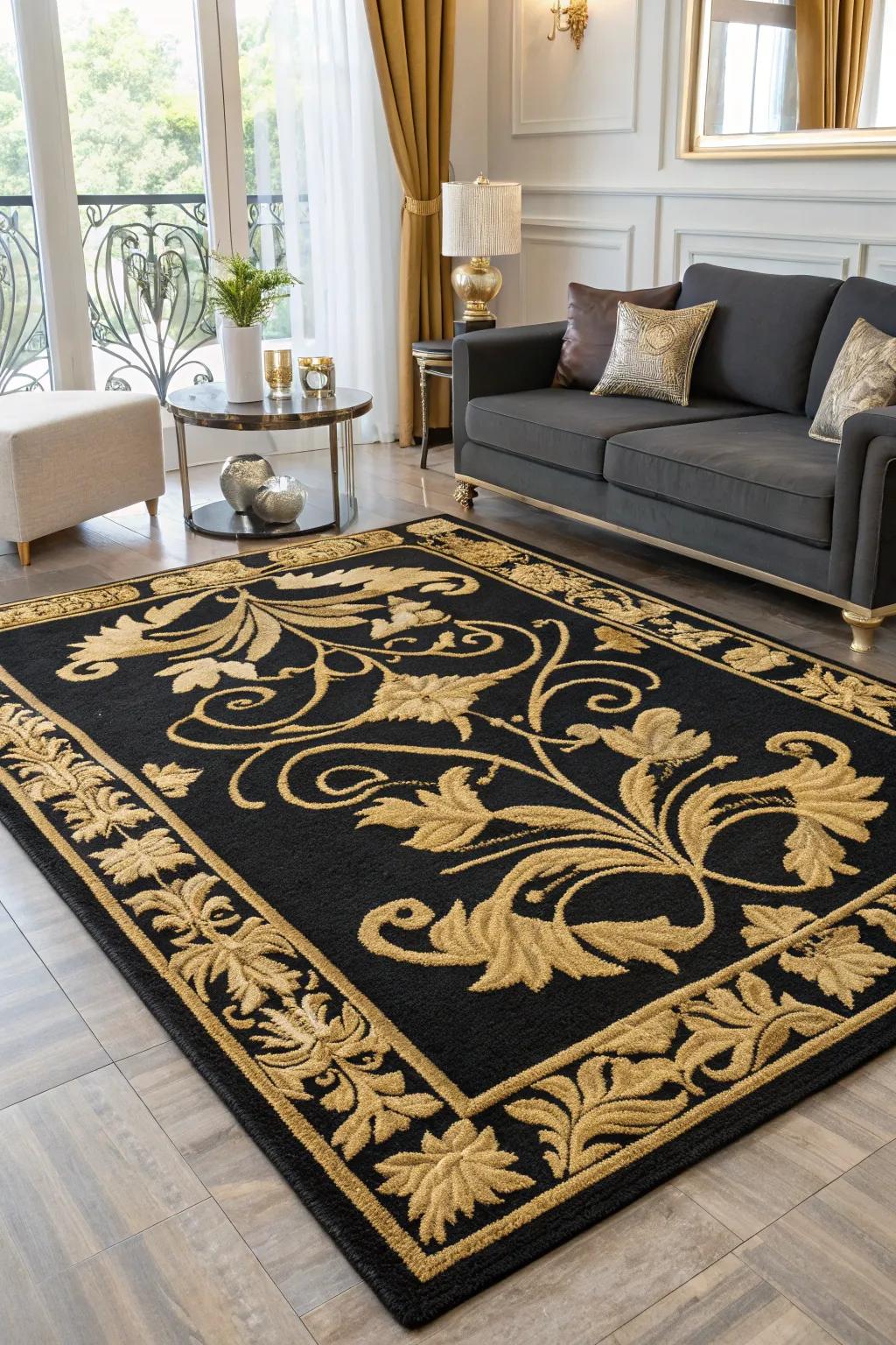 A deluxe rug that introduces texture and warmth to the living room.