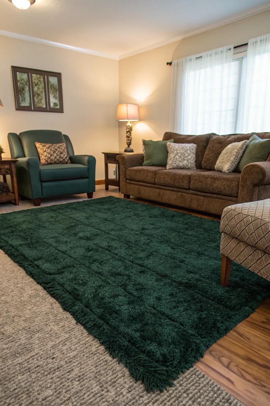 A textured rug enriches a modern living room with added depth and a sense of warmth.