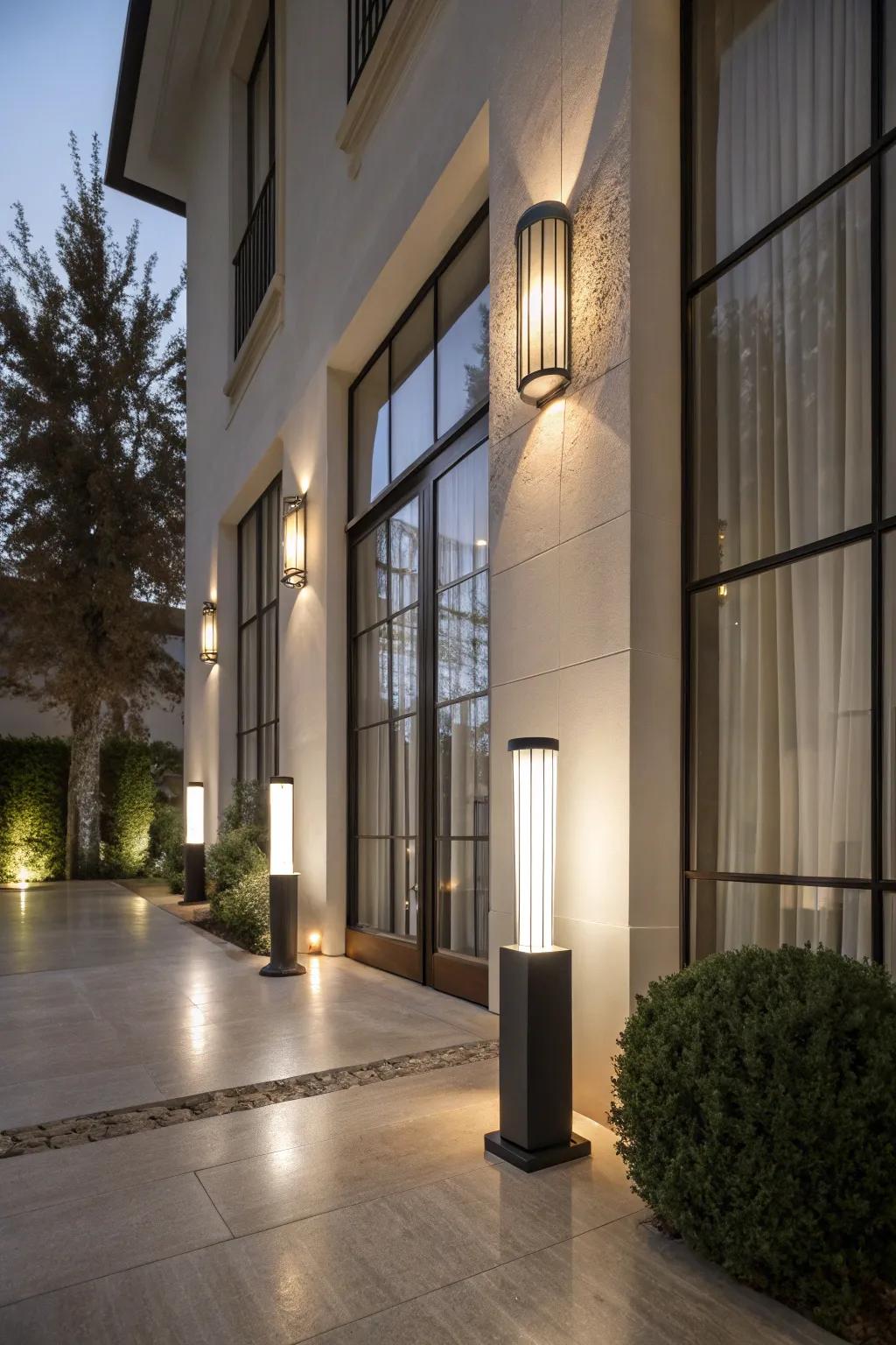 Creative illumination improves the entry’s design and presence.