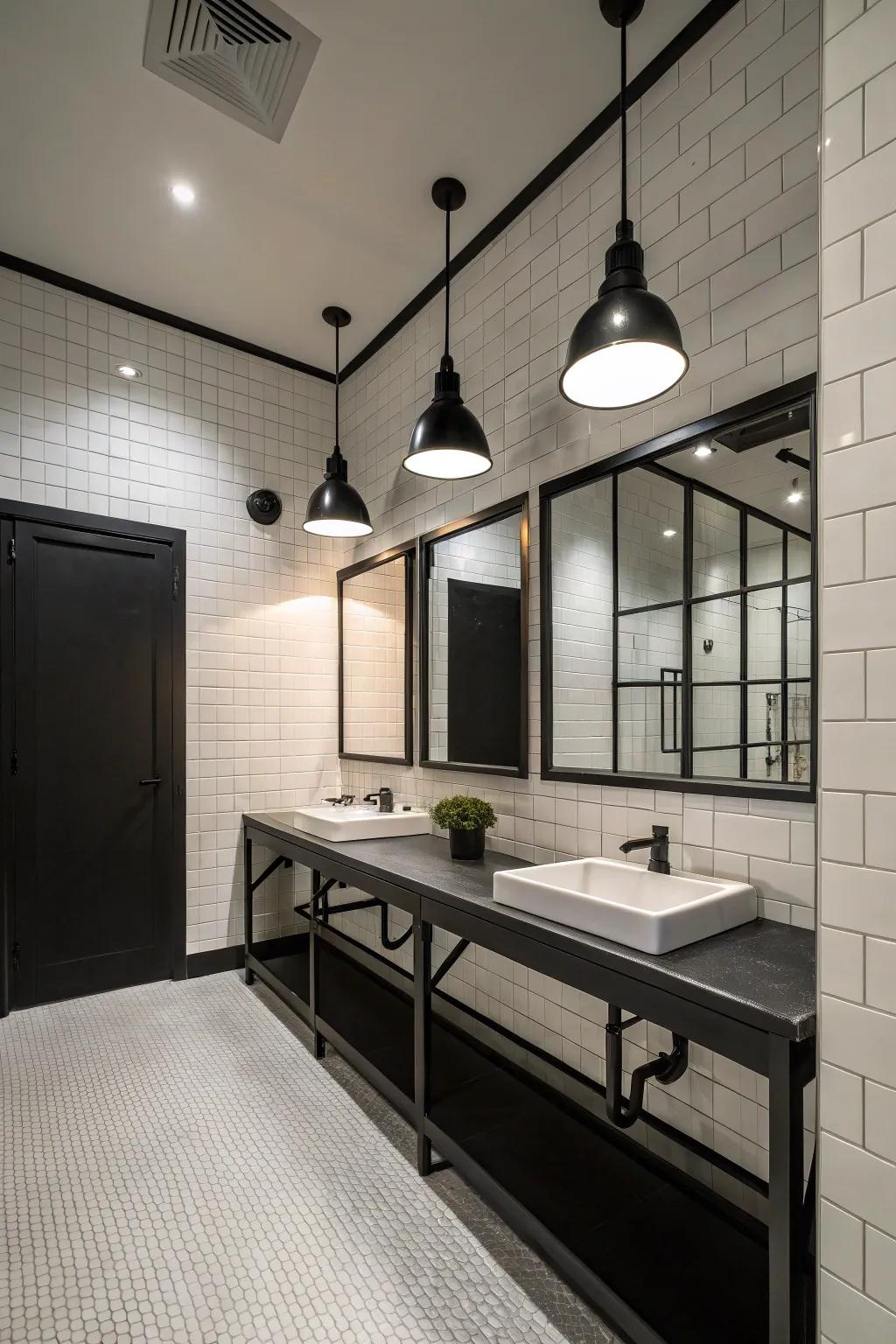 Shop dark light parts in a contemporary farmhouse washroom.
