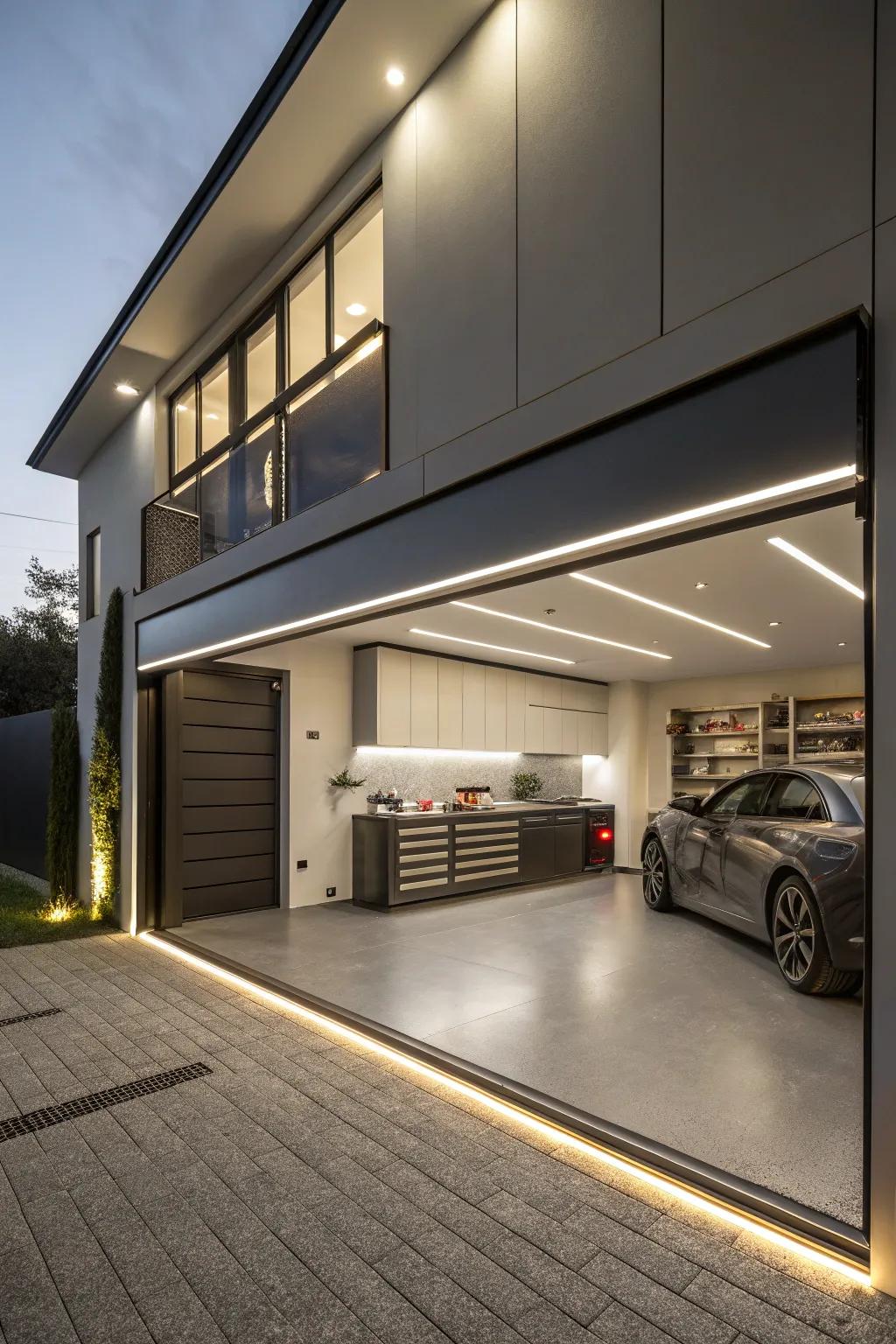 Illuminate your garage with cutting-edge lighting options.