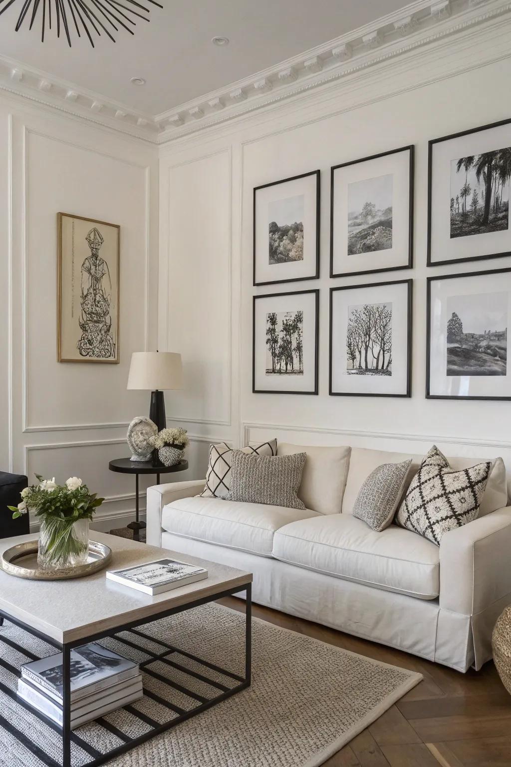 Simple art pieces add elegance.