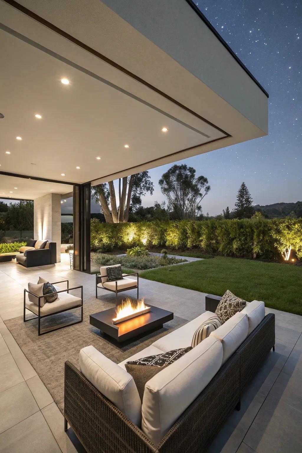 Al fresco sanctuaries effortlessly unify comfort and style.