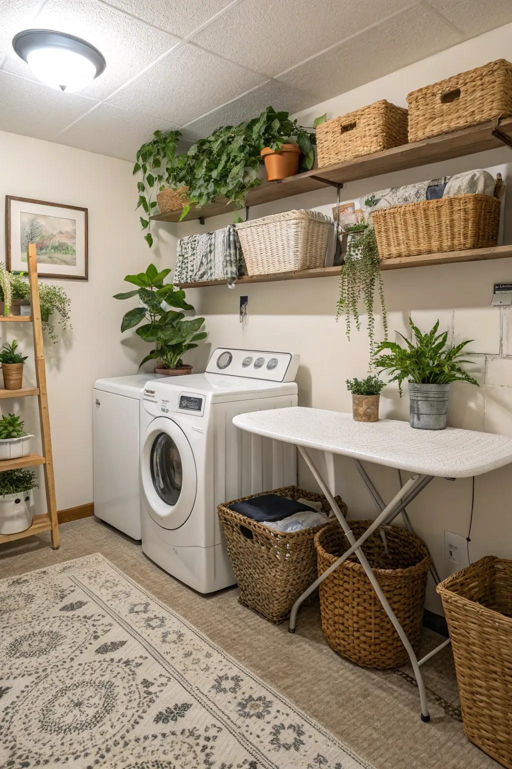 Functional decor enhances both style and utility in your laundry space.