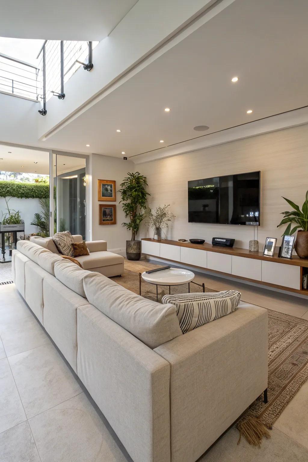 An inviting sectional encourages relaxation and togetherness.