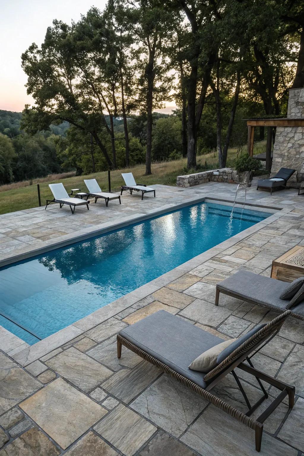 Modern covering enhances the pool's aesthetic.