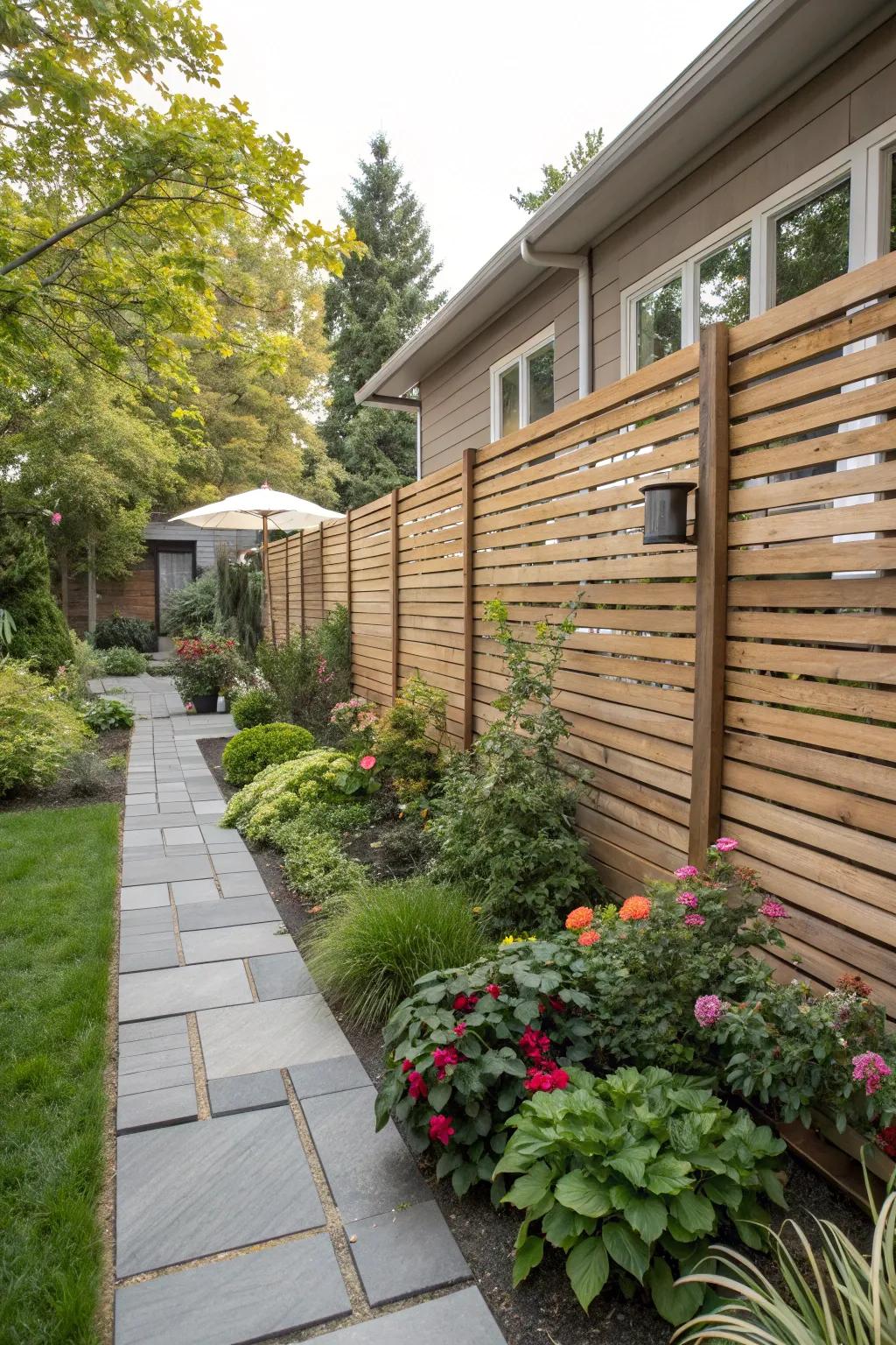 Modern fencing imparts privacy and refinement.