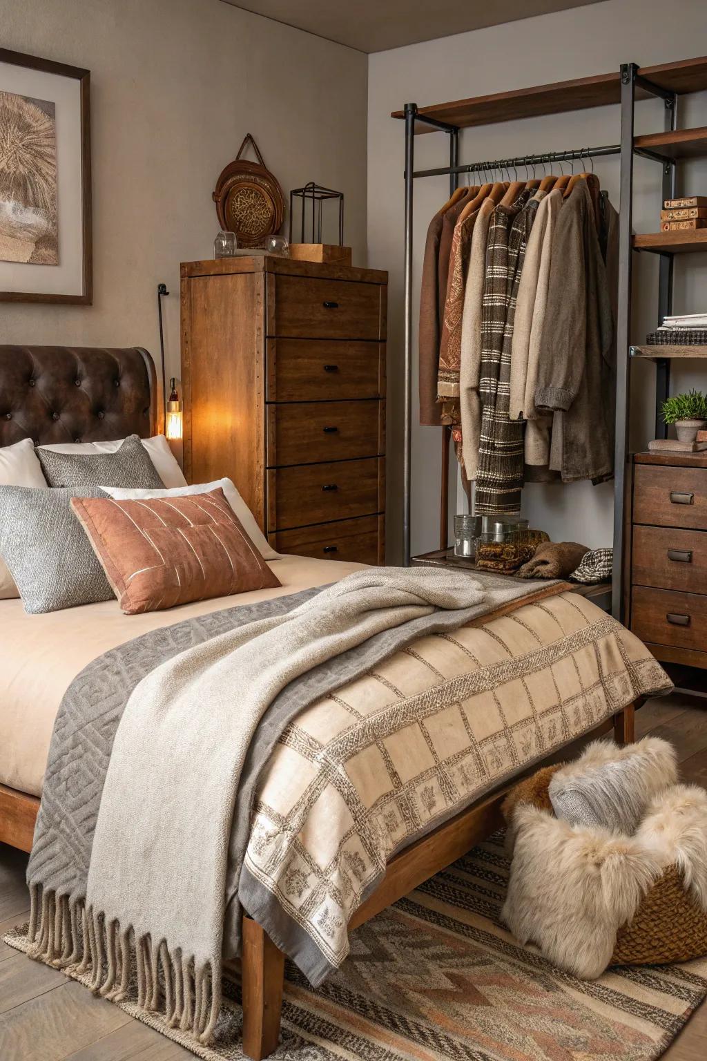 A blend of textures makes for a rich and welcoming ambiance.