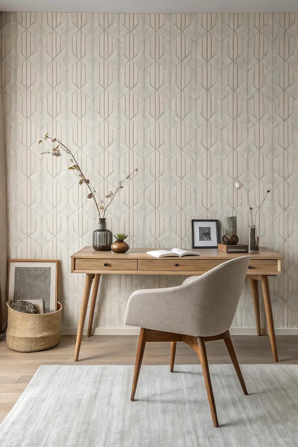 Layered wall decor adds depth to an understated room.