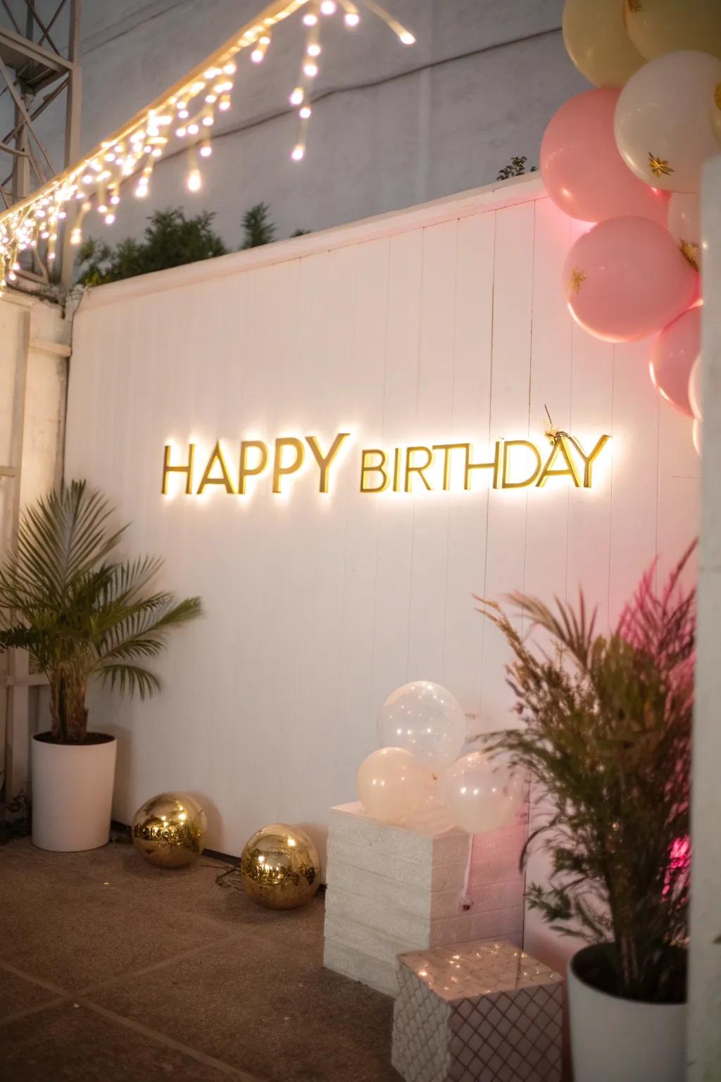 A chic glowing sign that brings a touch of modern glamour to your event.