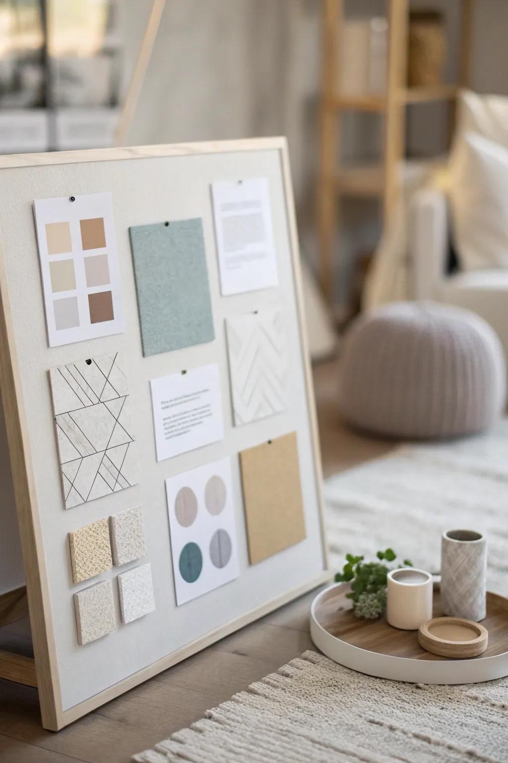 A minimalist-themed mood board accentuating simplicity and elegance.