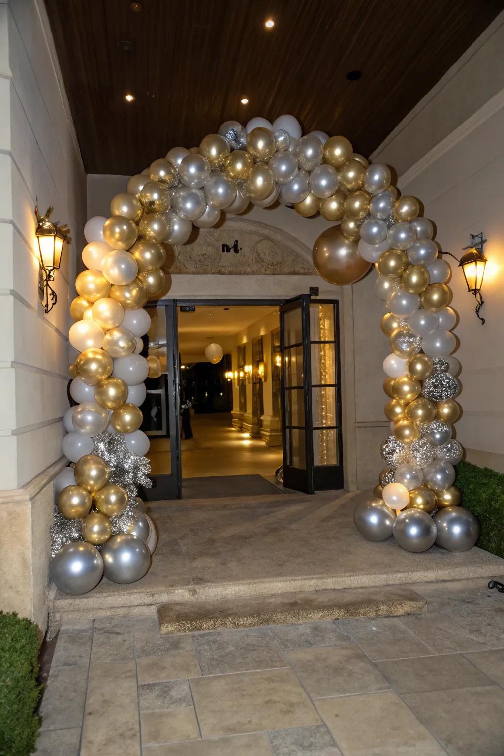 A striking orb gateway creating a memorable and stunning entrance for your guests.