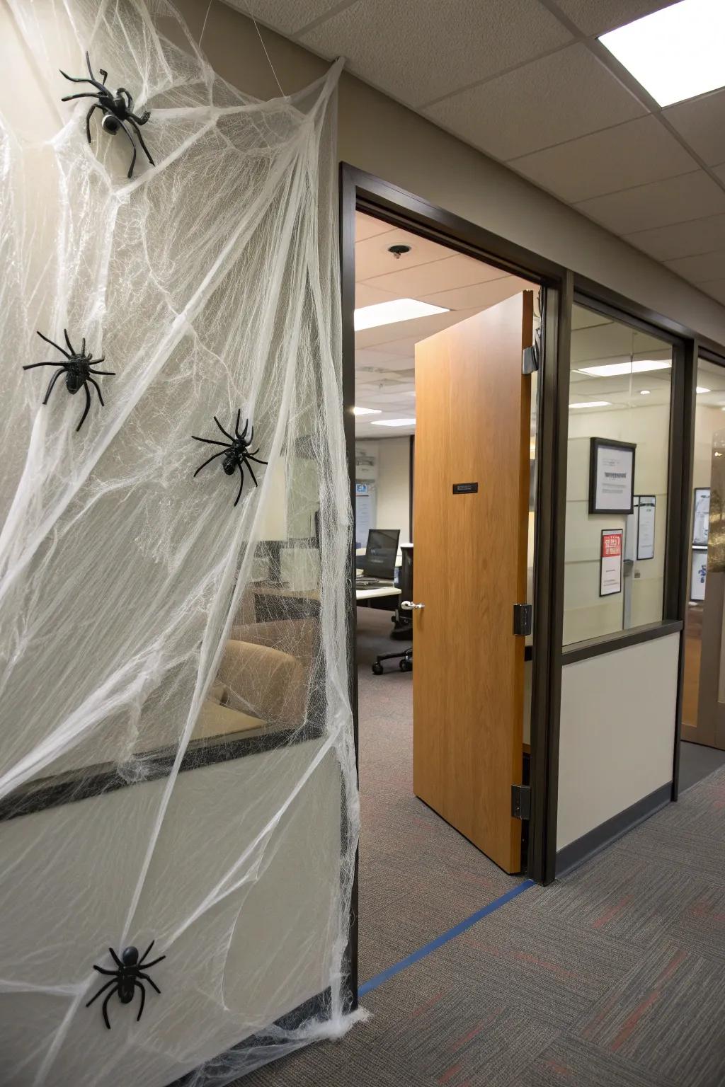 An entryway brimming with Halloween spirit.
