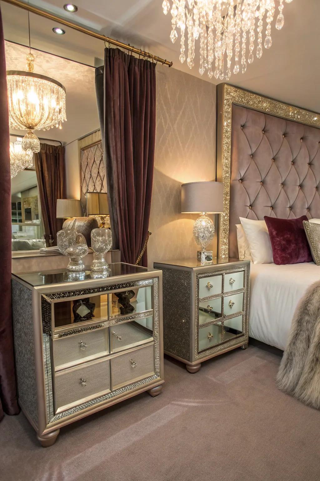 Reflective accents enhance light and space.