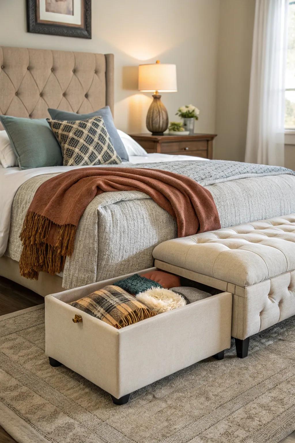 Double up on usefulness with a storage ottoman.