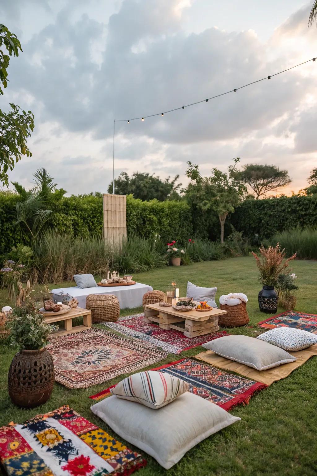 Unwind and relish a free-spirited outdoor feast with companions.