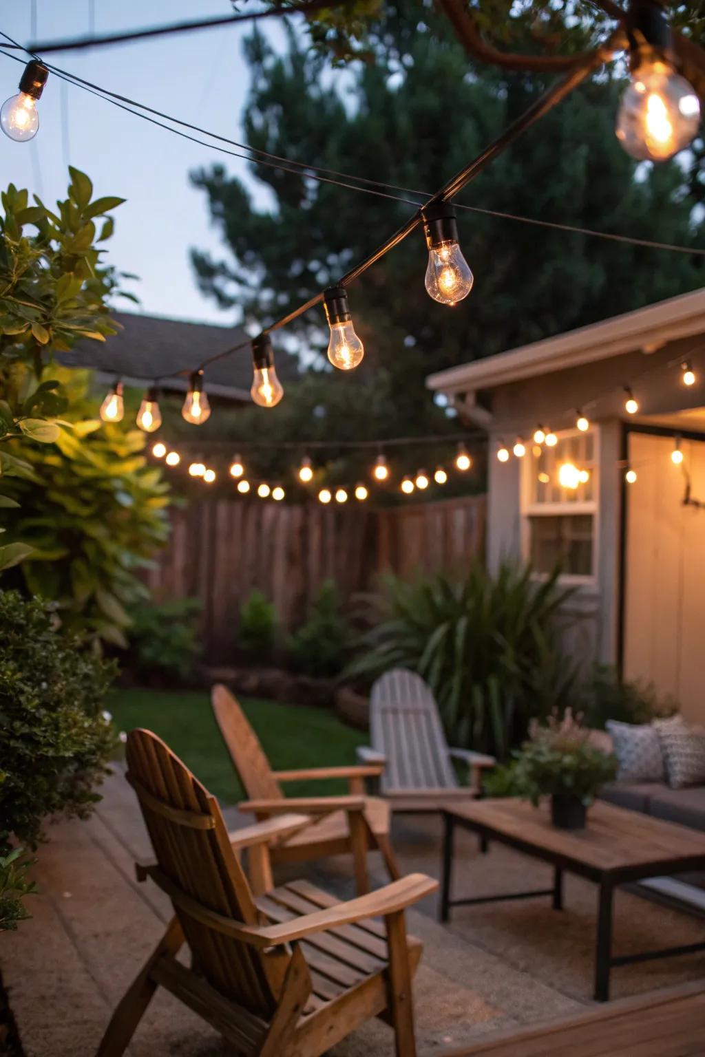 Twinkle garlands fashion a magical ambiance in your backyard.
