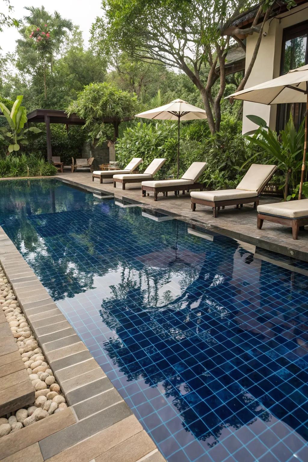 Make a splash with opulent poolside tiling.